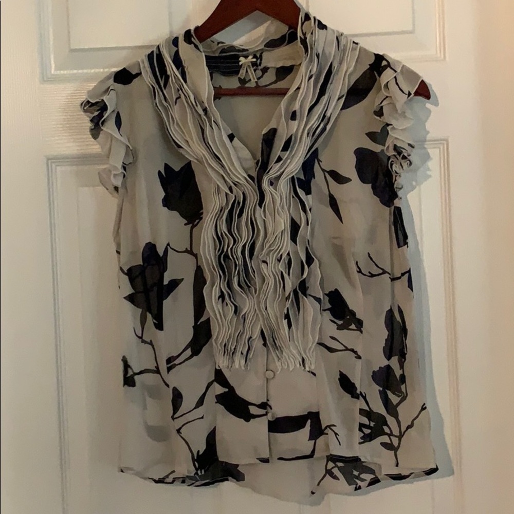 2/ $15  lapis Blouse with frilly neck